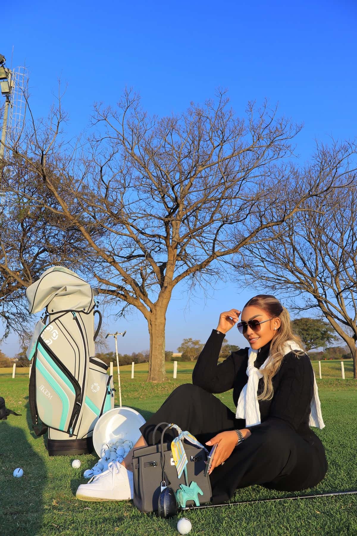 Zari at golden hour on the golf course